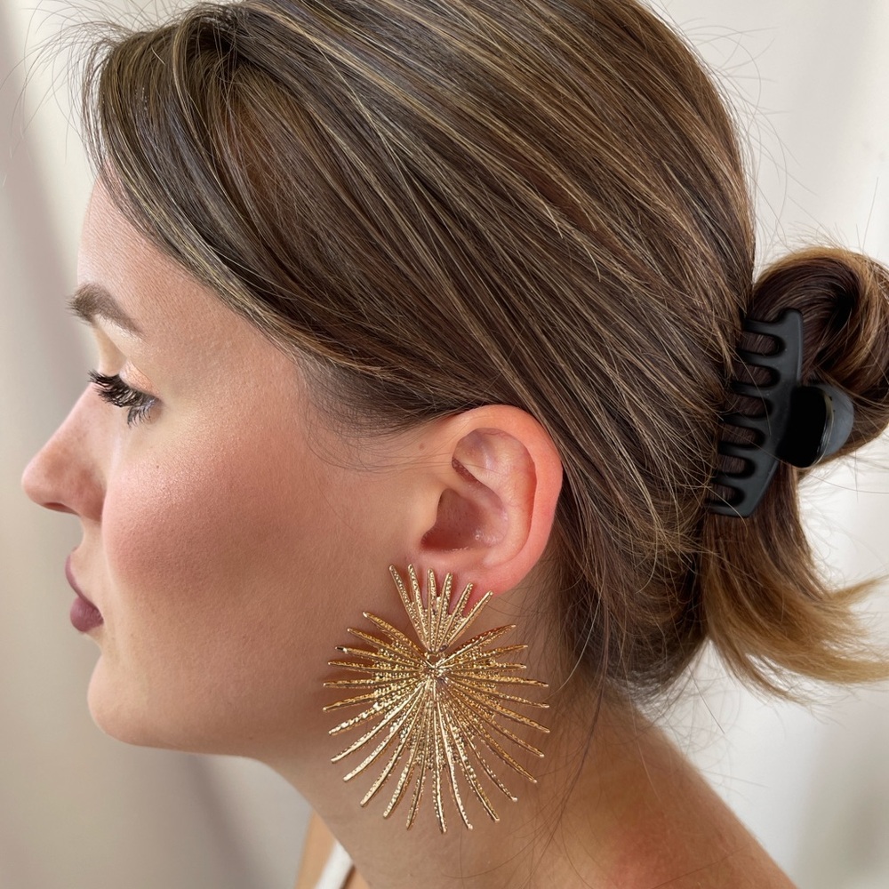Wedding earrings, Gold exaggerate earrings, Blue resin earrings, Silver earrings